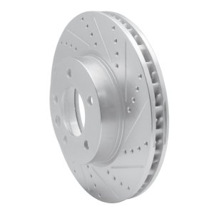 Porsche Cayenne Brake Rotor (1) - Right Front - R1 Concepts - Drilled & Slotted - Silver - `03-`18